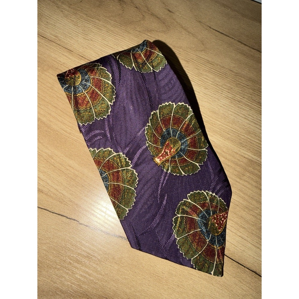 CHAPS Ralph Lauren Men's Necktie Purple Geometric 100% Silk Dress Designer Tie Y - Picture 4 of 4